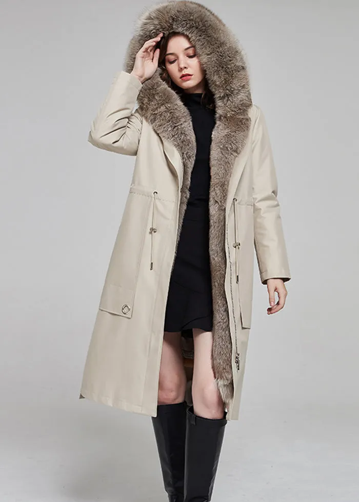 Real Fur Hooded Long Parka