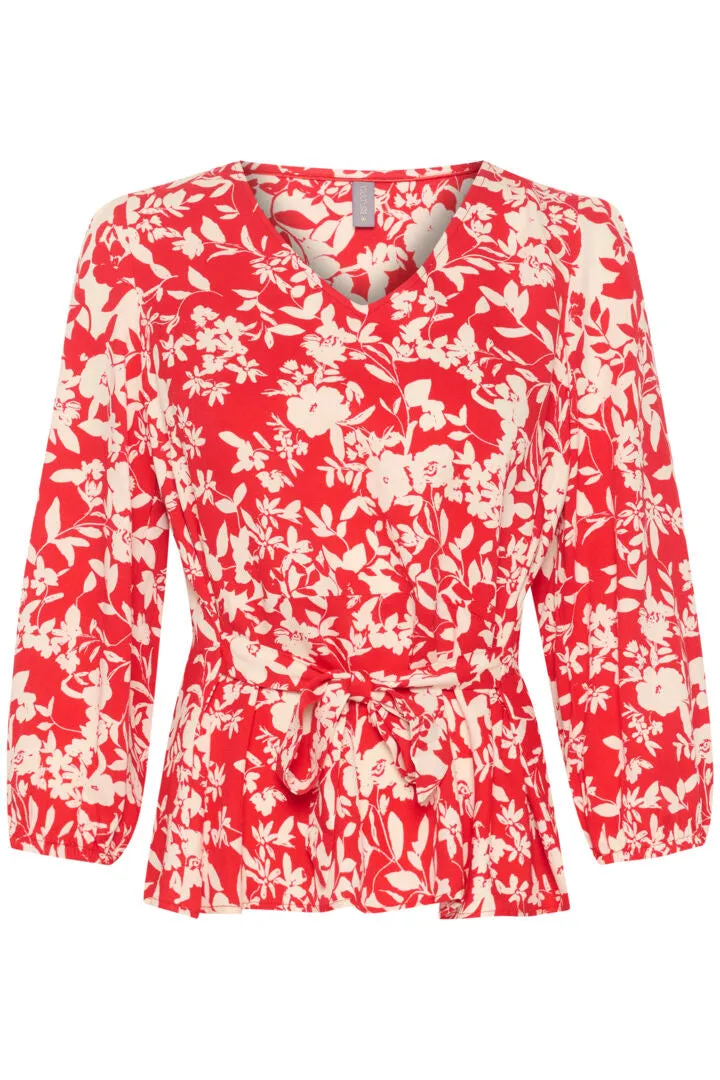 Red Floral Blouse