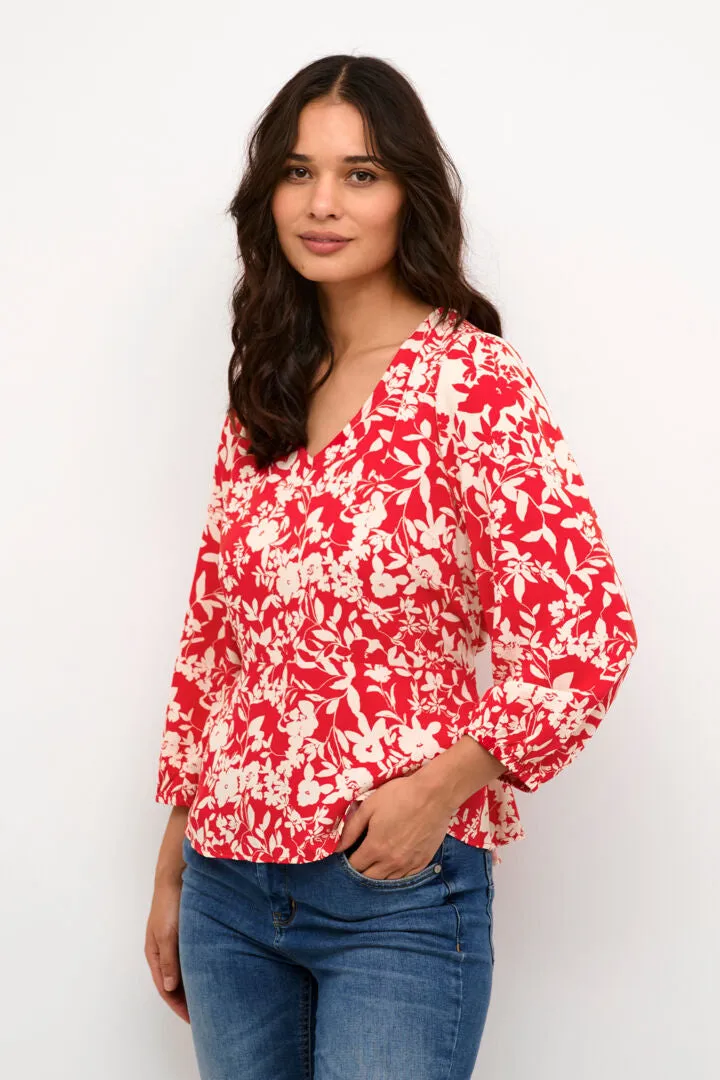 Red Floral Blouse