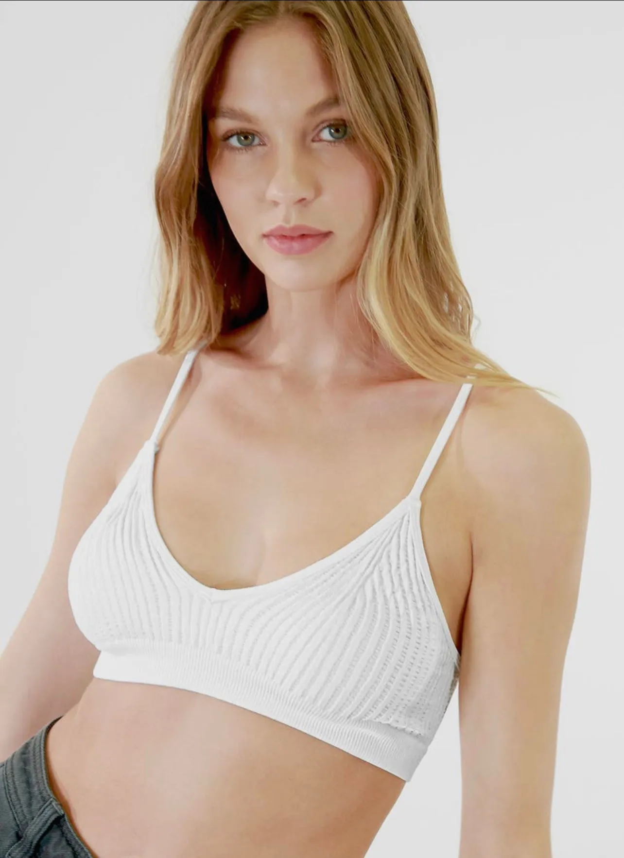 Ribbed V-Neck Bralette