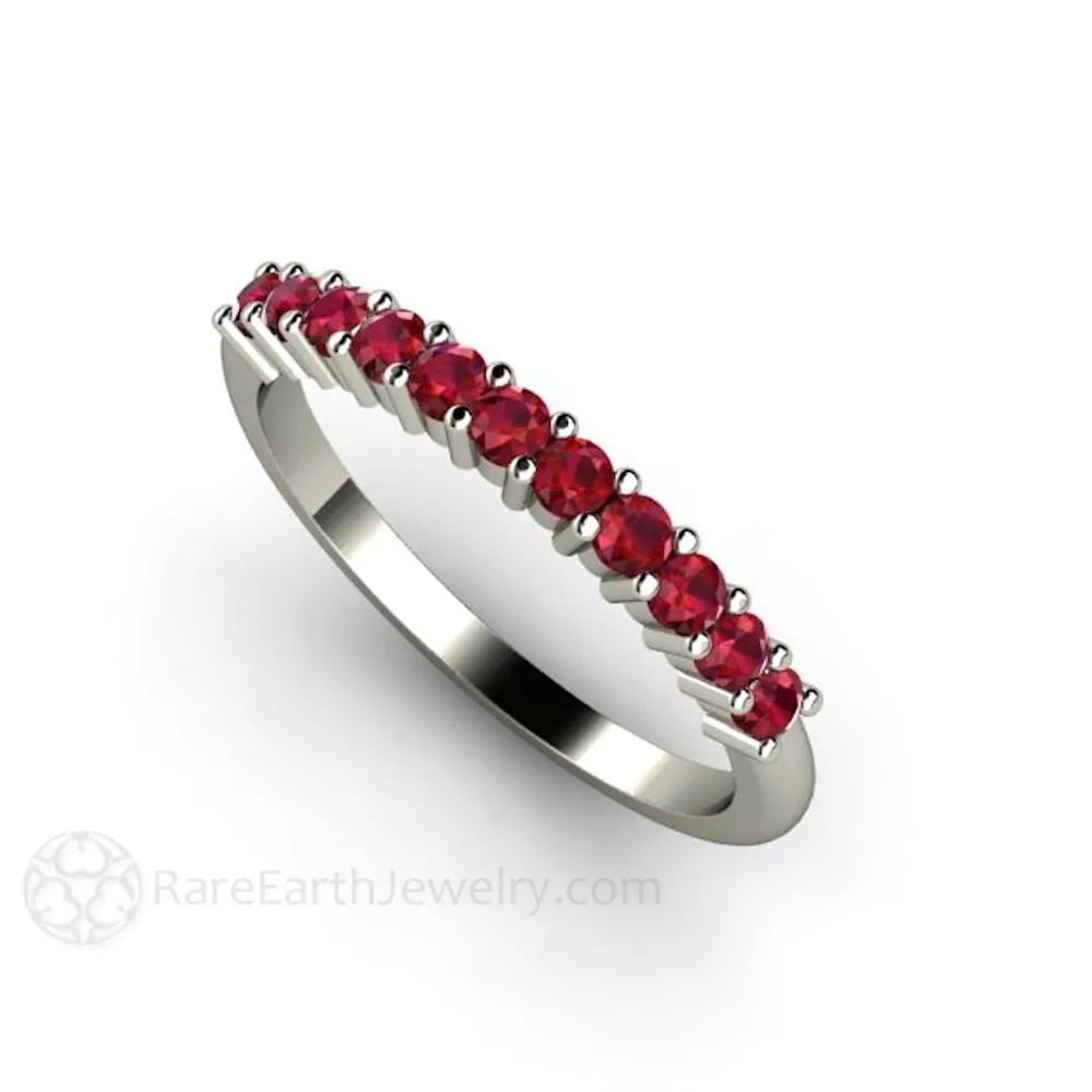 Ruby Band Anniversary or Wedding Ring Stacking Band July Birthstone