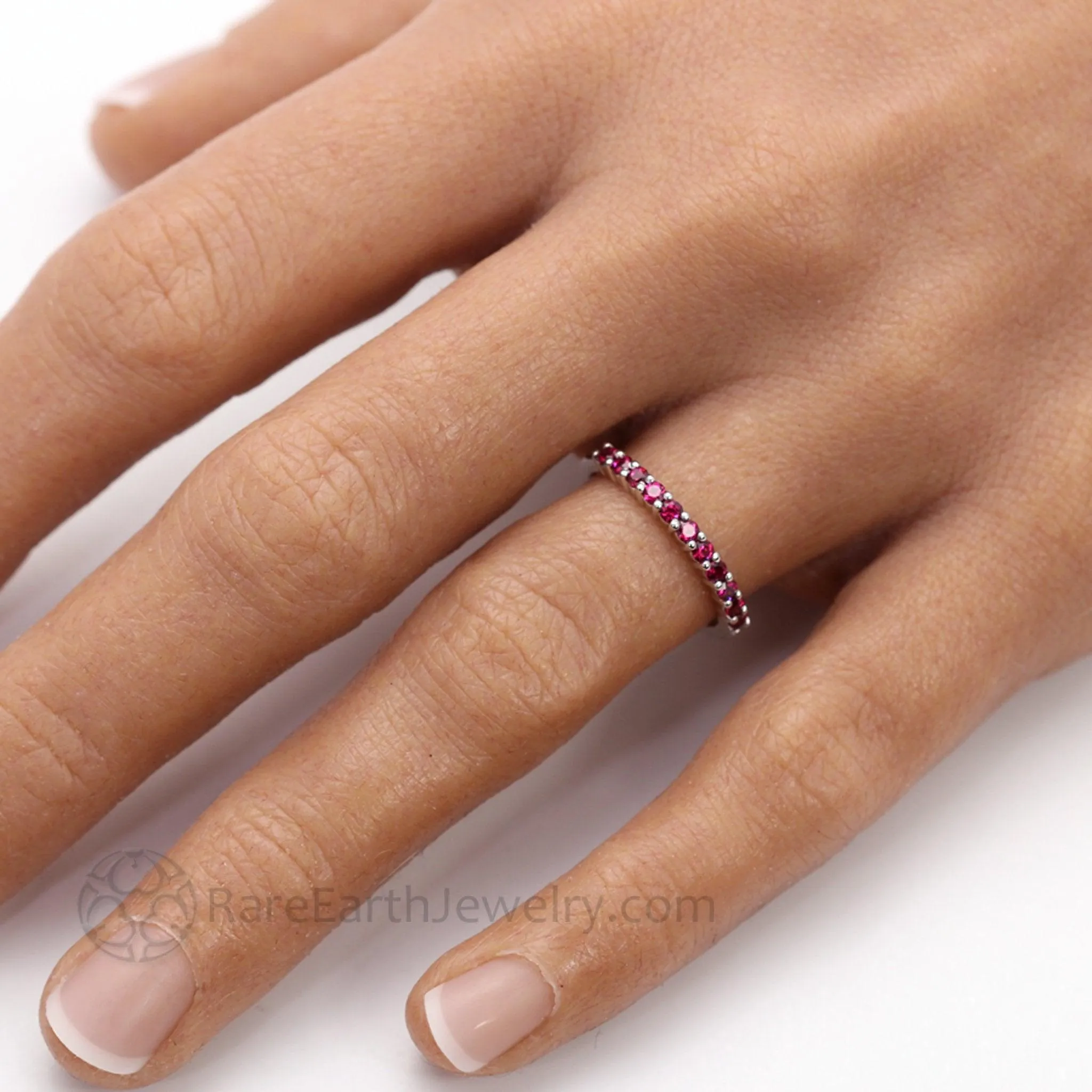 Ruby Band Anniversary or Wedding Ring Stacking Band July Birthstone