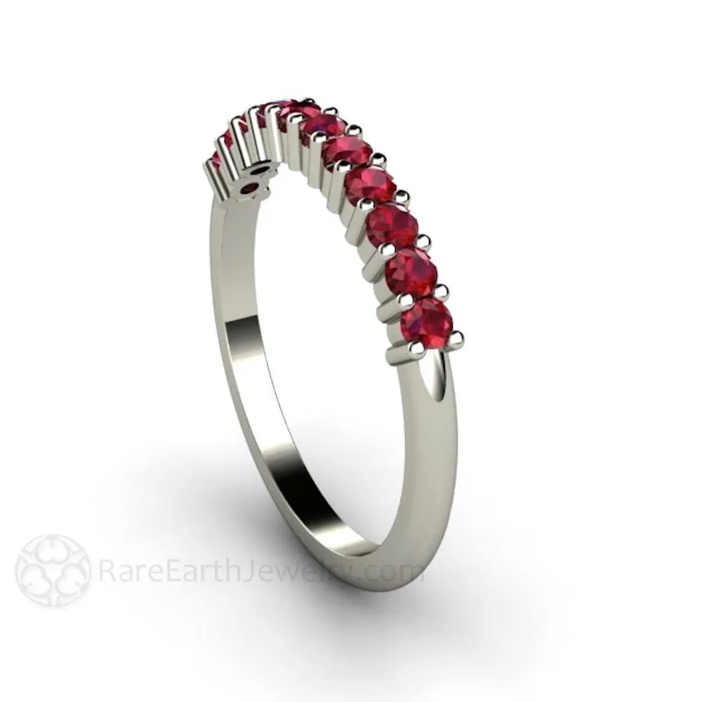 Ruby Band Anniversary or Wedding Ring Stacking Band July Birthstone