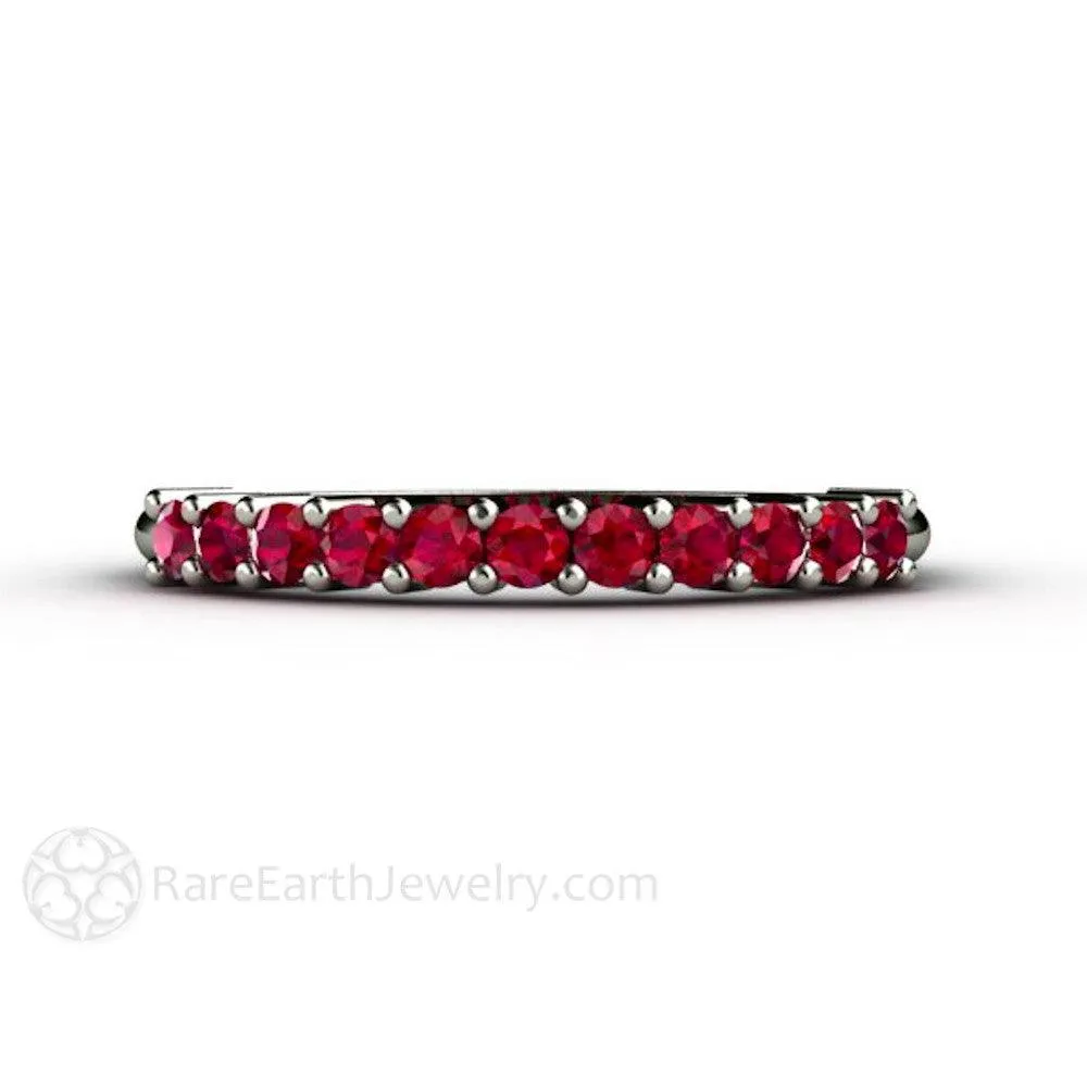 Ruby Band Anniversary or Wedding Ring Stacking Band July Birthstone