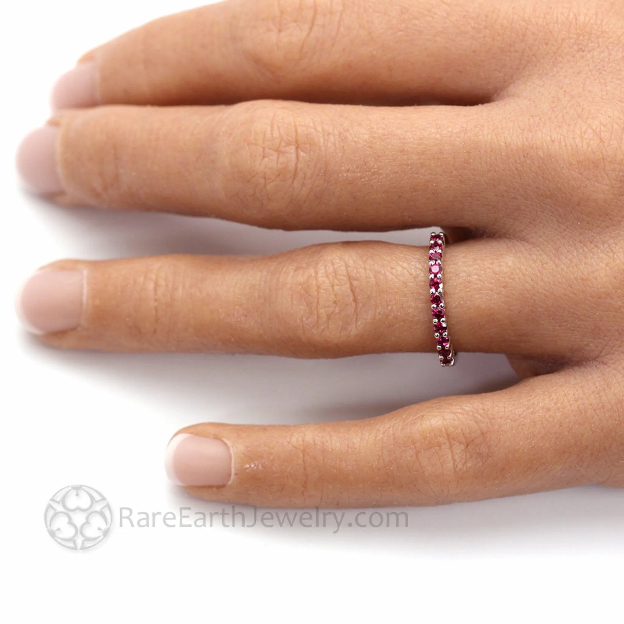 Ruby Band Anniversary or Wedding Ring Stacking Band July Birthstone