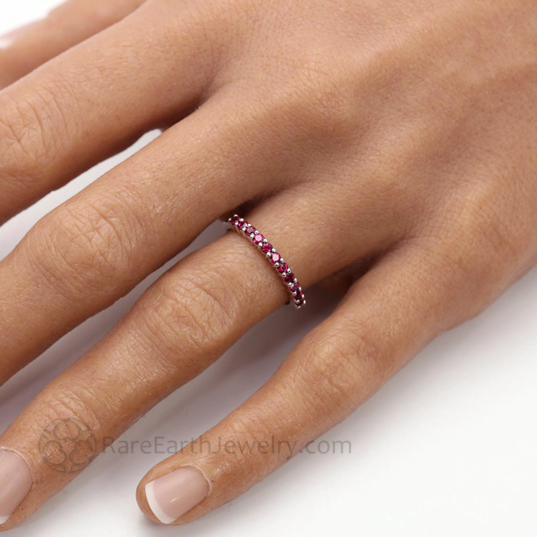 Ruby Band Anniversary or Wedding Ring Stacking Band July Birthstone