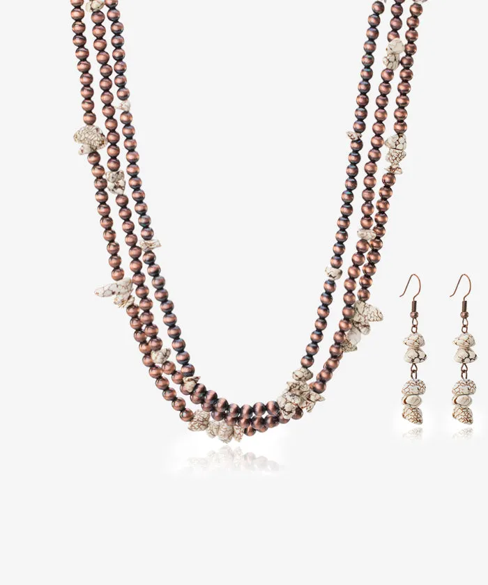 Rustic Couture's Beaded Layered Necklace Earrings Set