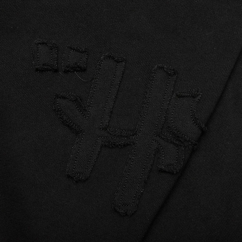 Script Embroidered Sweats - Black