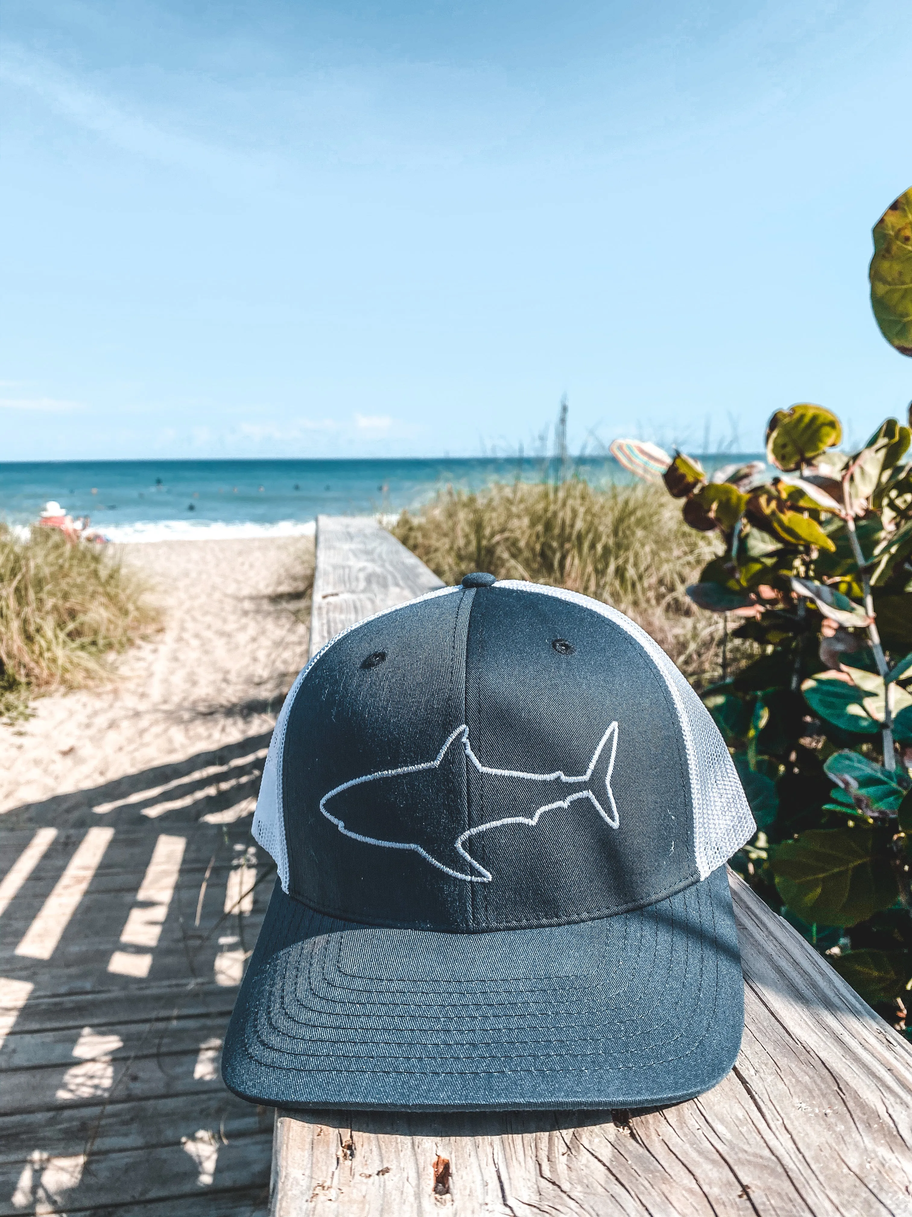 Shark Outline Structured Adjustable Hat