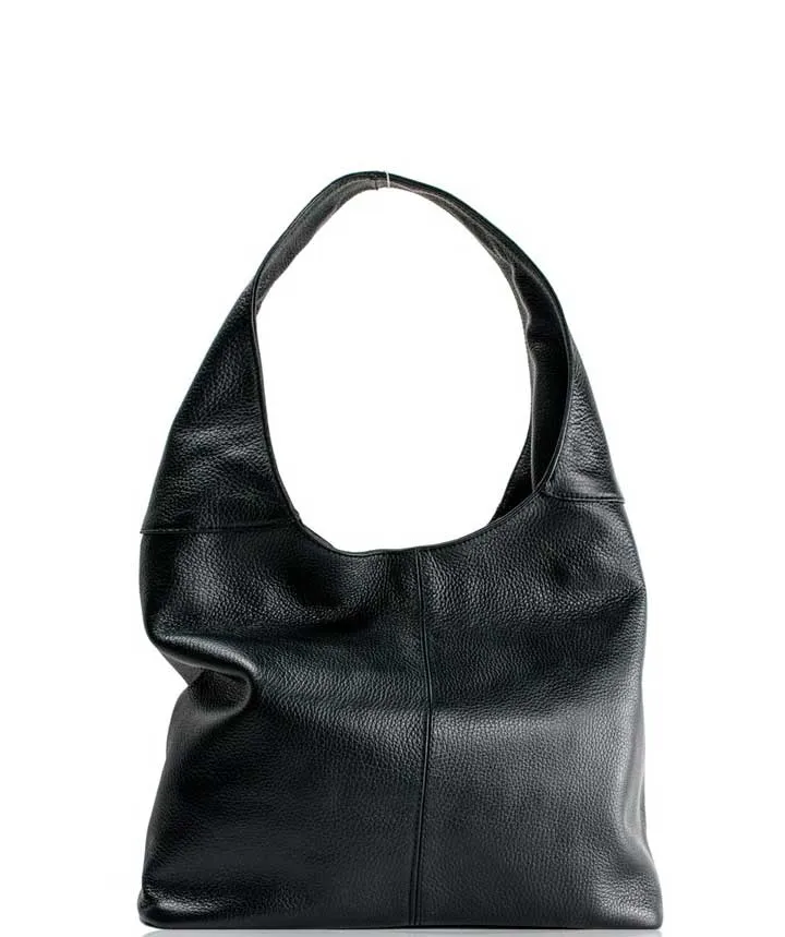 SIGNORIA Soft Italian Leather Hobo / Shoulder Bag, Black