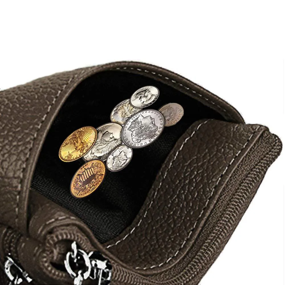 Small Leather 3 Zipper Coin Wallet