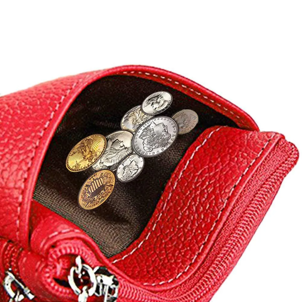 Small Leather 3 Zipper Coin Wallet