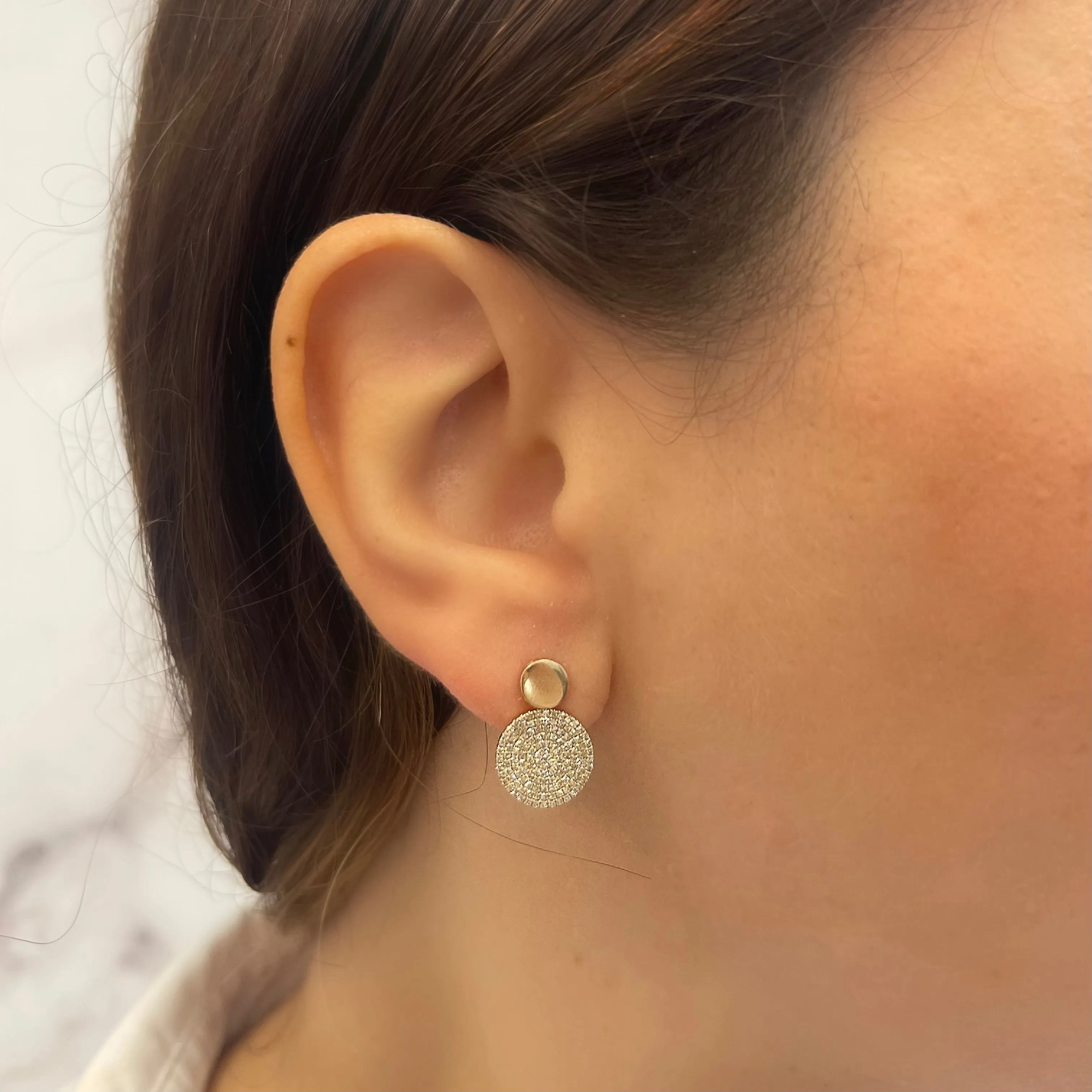 Solid Pave Disc Earrings