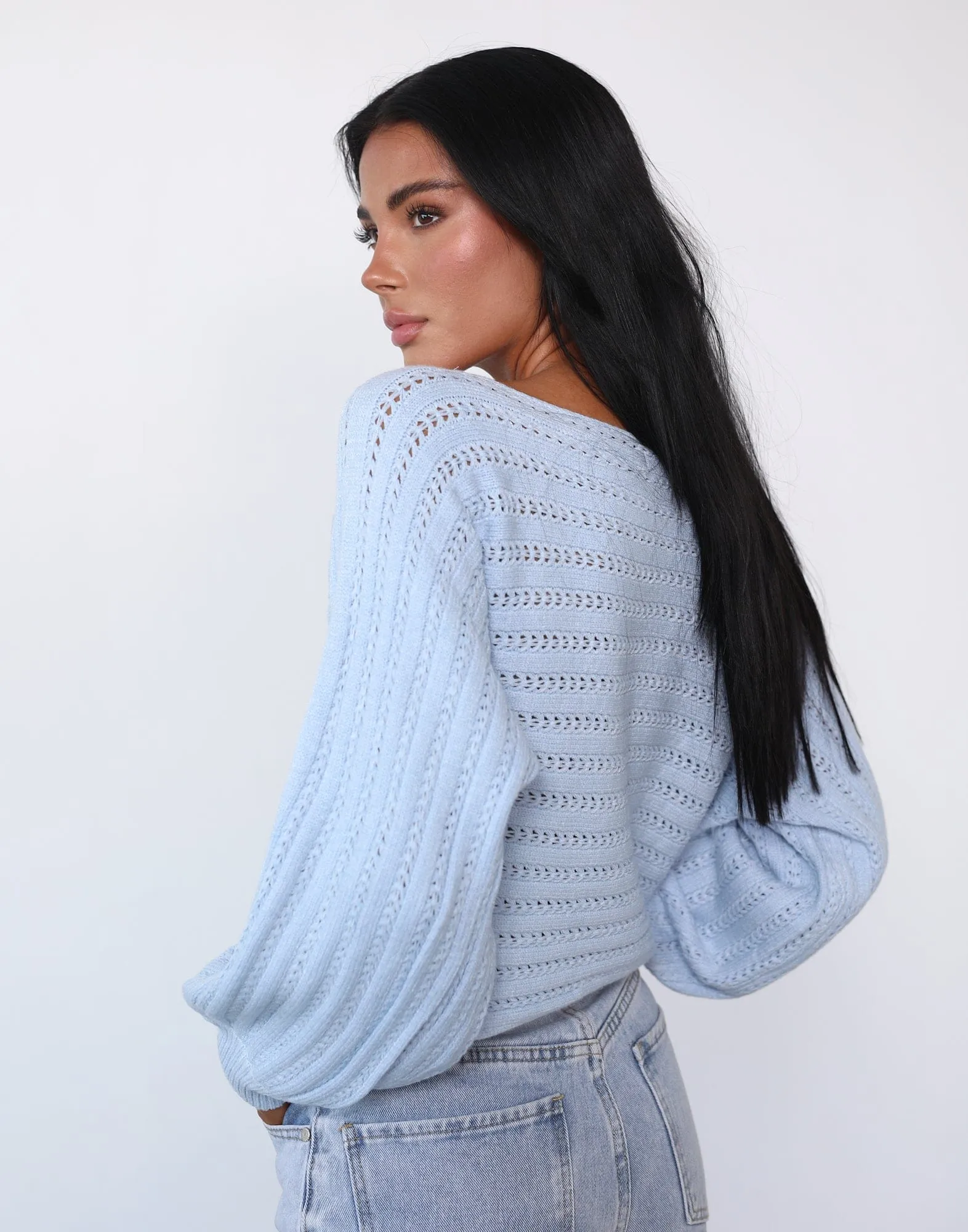 Sonia Long Sleeve Knit Top (Light Blue)