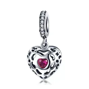 Sterling Silver Happiness Dangling  Heart  Charm