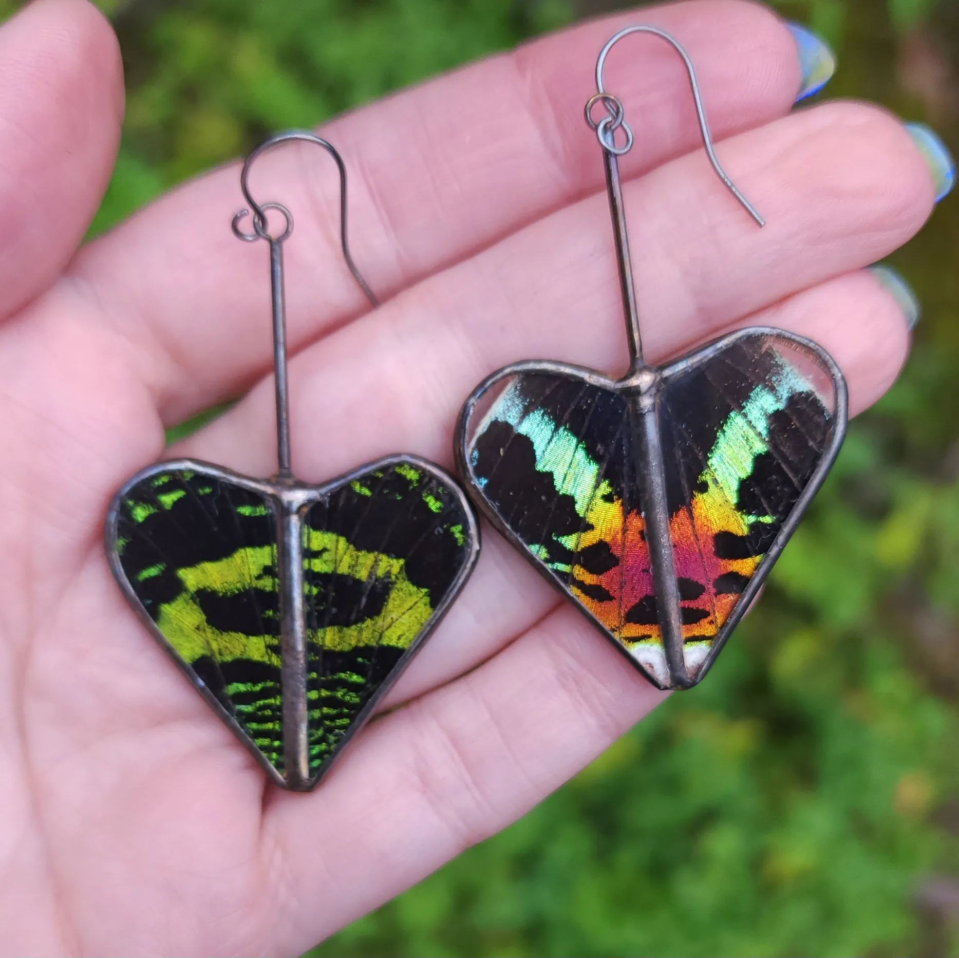 Sunset Moth Rainbow Heart Variations Earrings