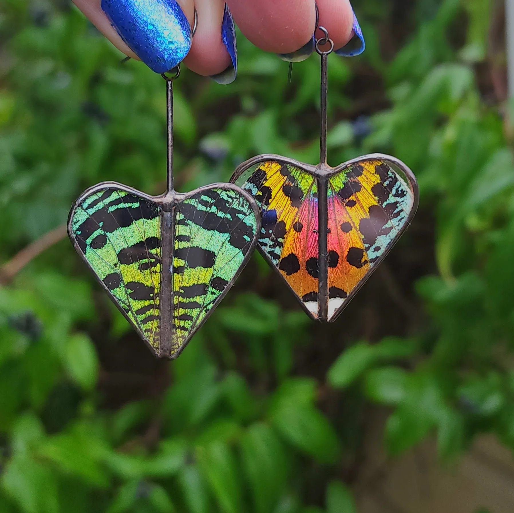 Sunset Moth Rainbow Heart Variations Earrings