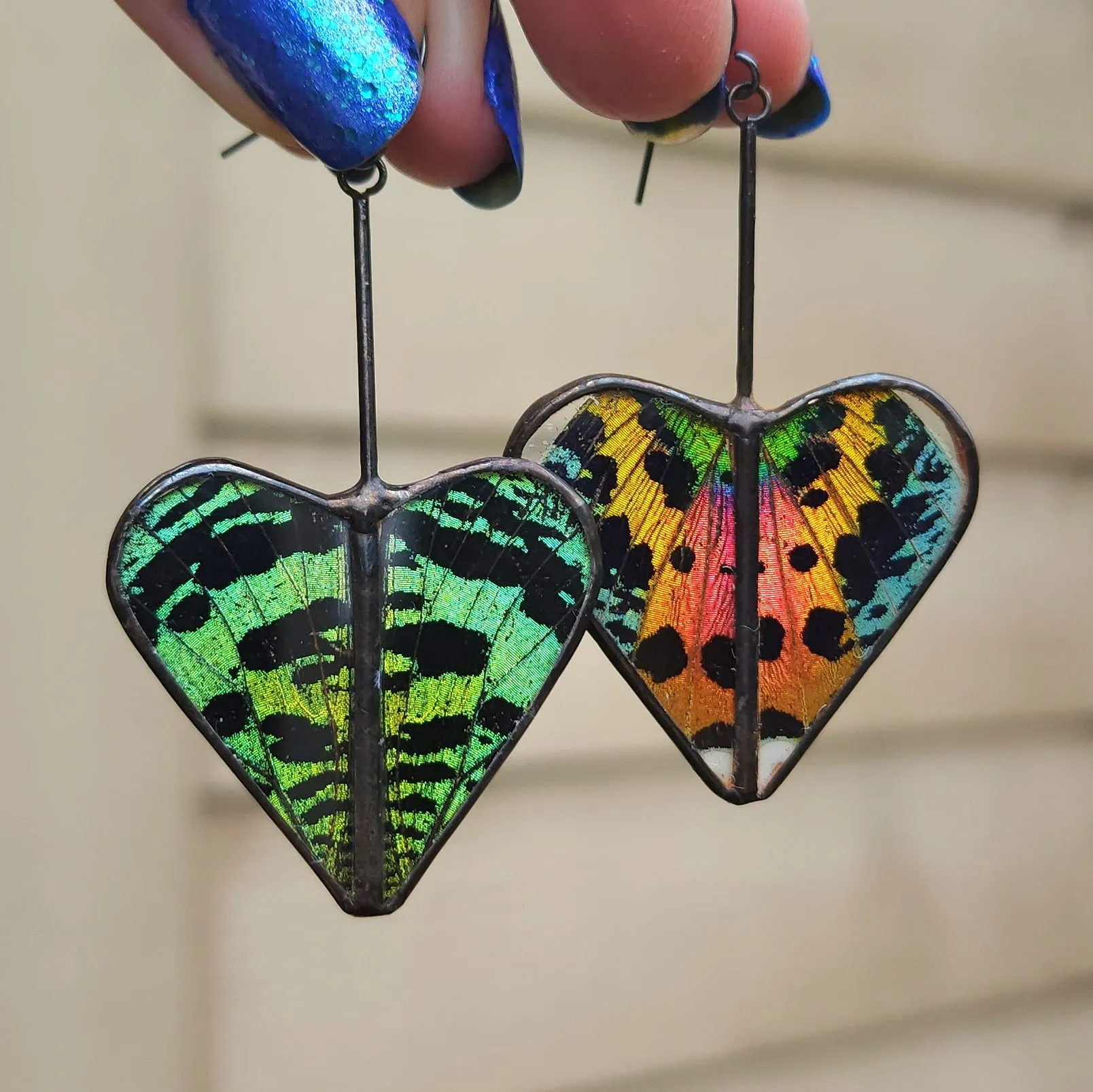 Sunset Moth Rainbow Heart Variations Earrings