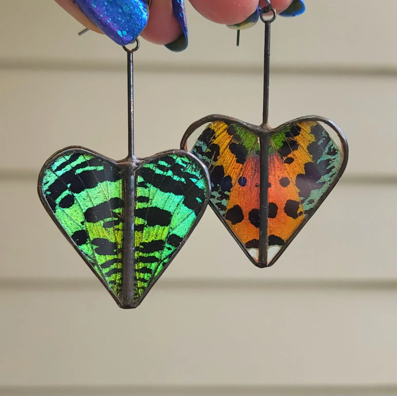 Sunset Moth Rainbow Heart Variations Earrings