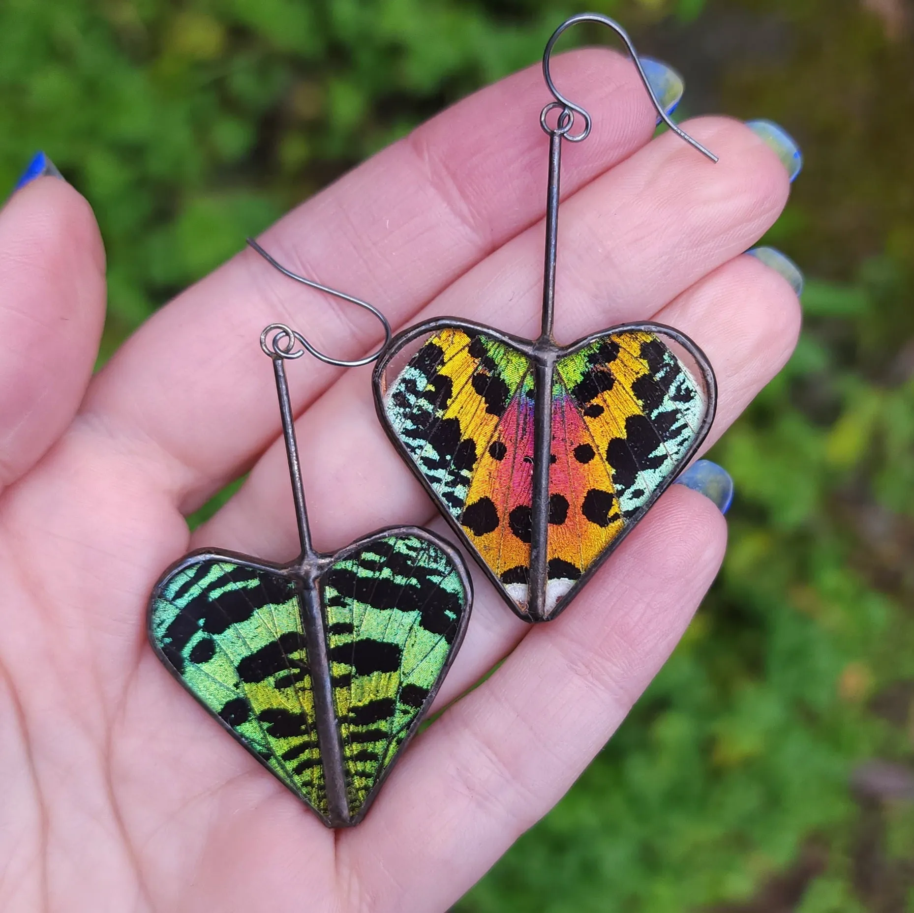 Sunset Moth Rainbow Heart Variations Earrings