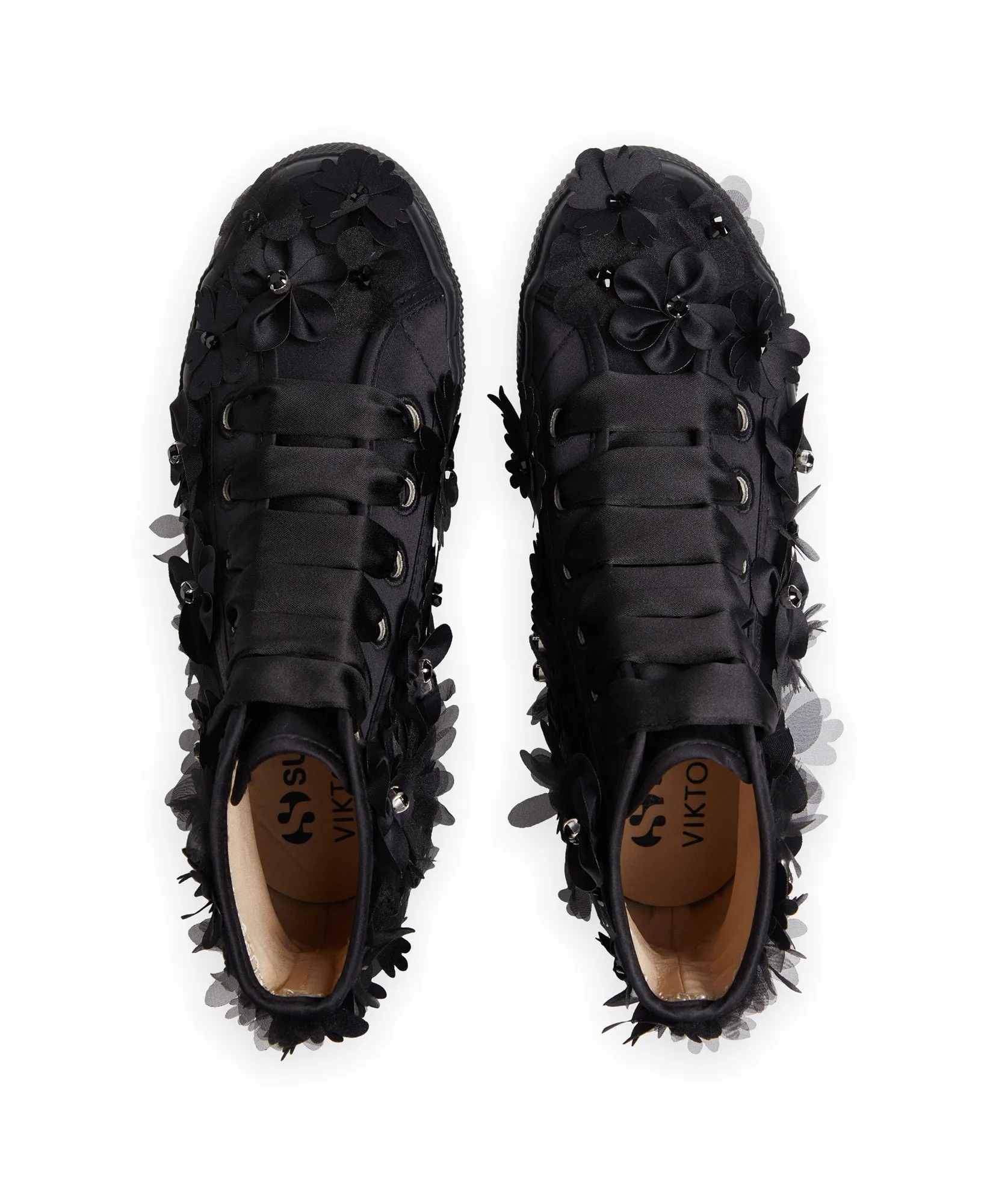 SUPERGA BLACK FLOWERS PLATFORM SNEAKER