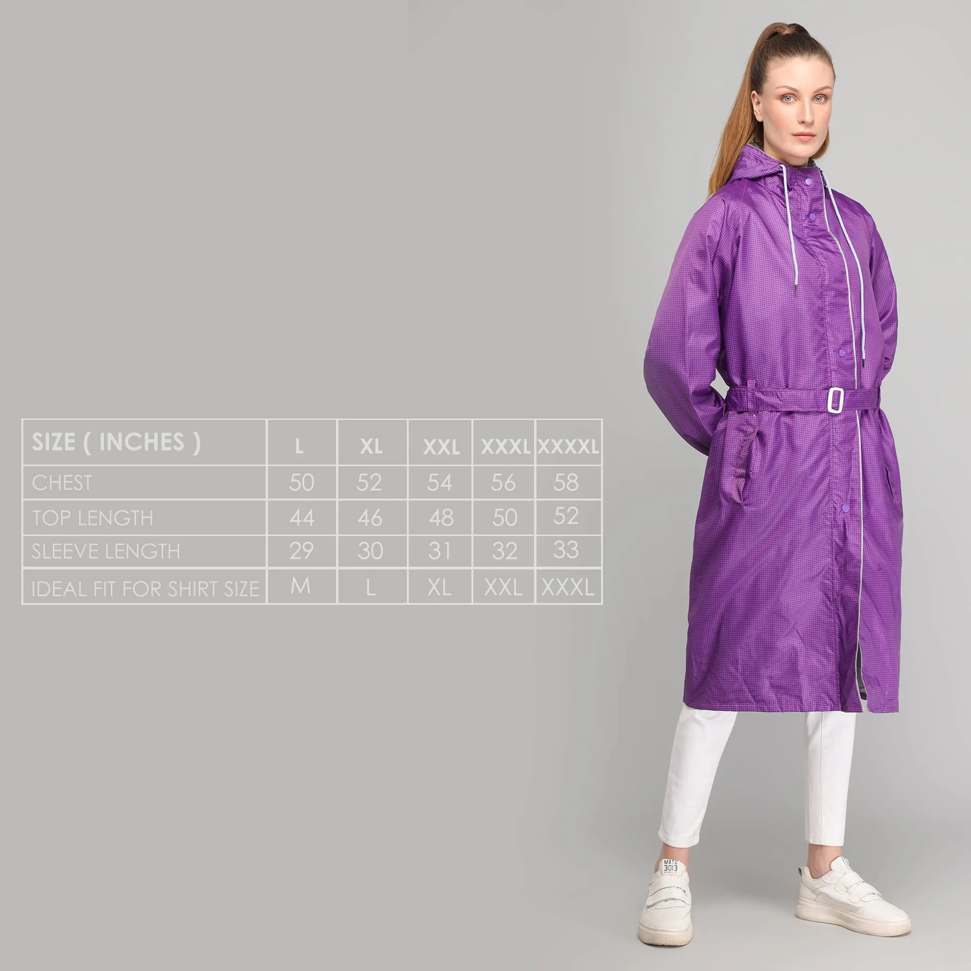 THE CLOWNFISH Aster Pro Series Womens Waterproof PVC Transparent Self Design Longcoat/Raincoat with Adjustable Hood (Pink, X-Large)