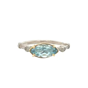 The Libby Marquise- Aquamarine, 14k yellow & sterling silver