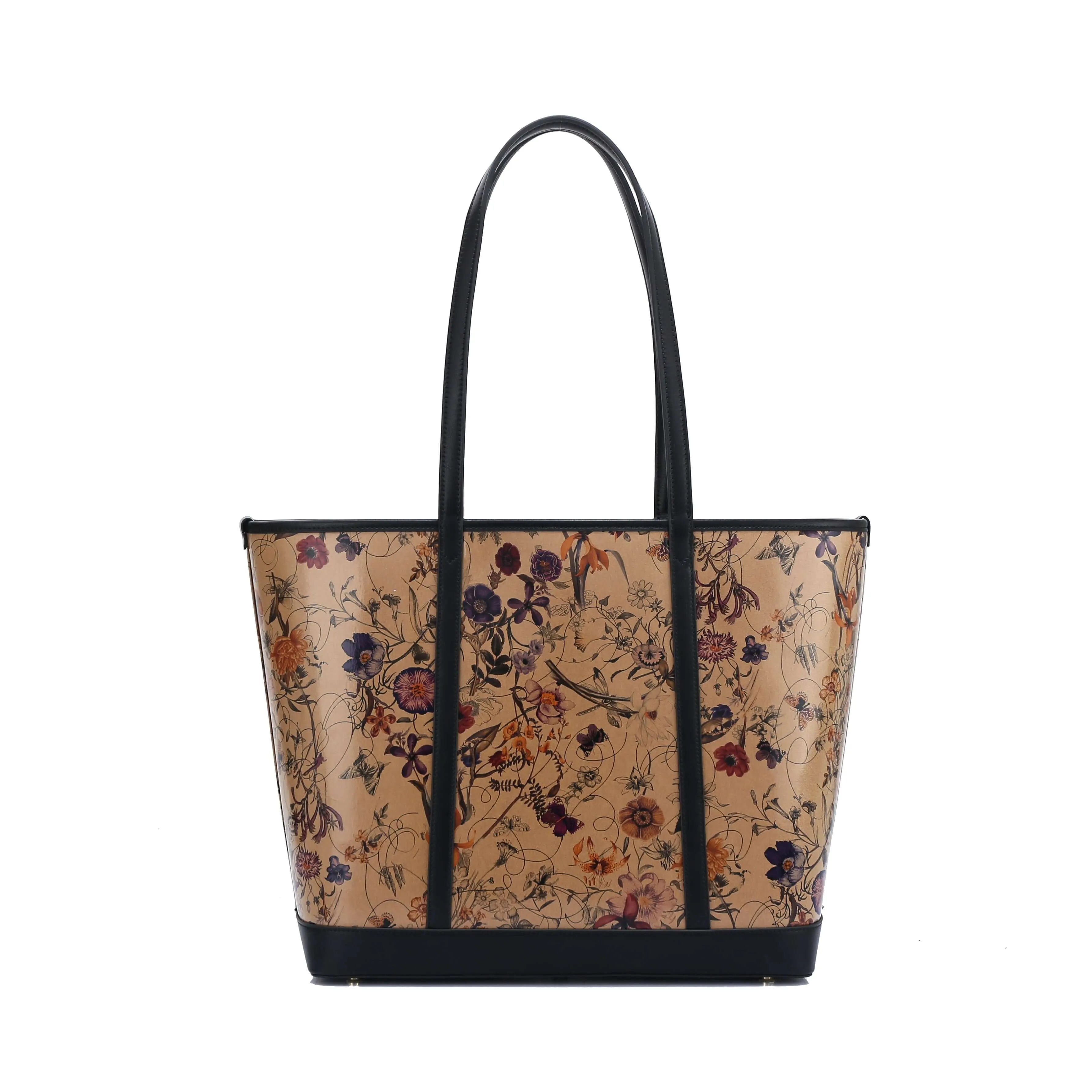 The Standard : Large Floral Kraft Paper Vegan Leather Tote