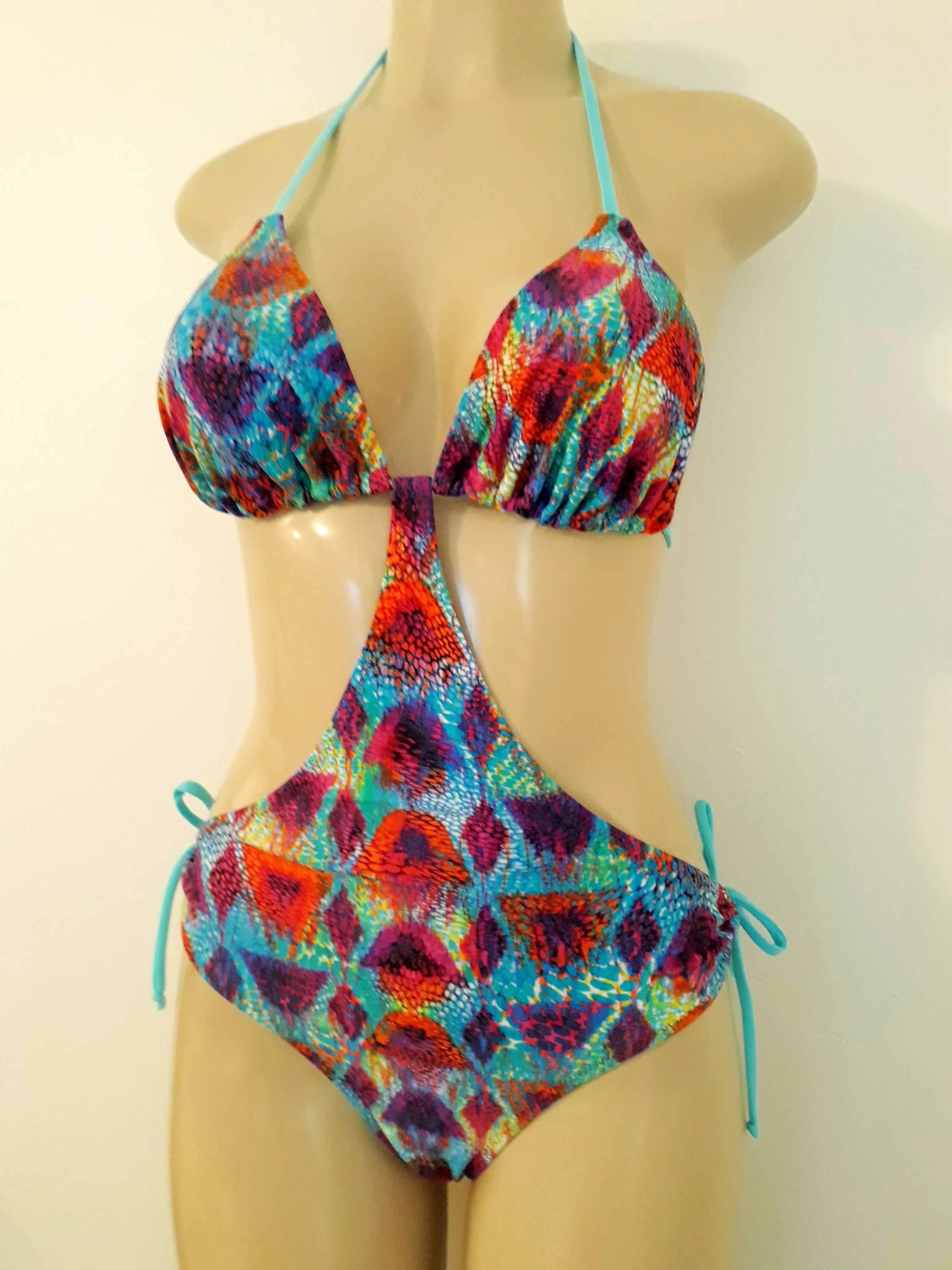 Triangle Tie Back Monokini Swimsuit