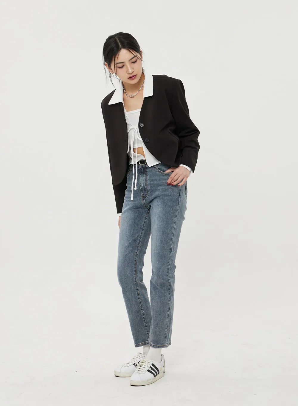 V-Neck Cropped Jacket BF316