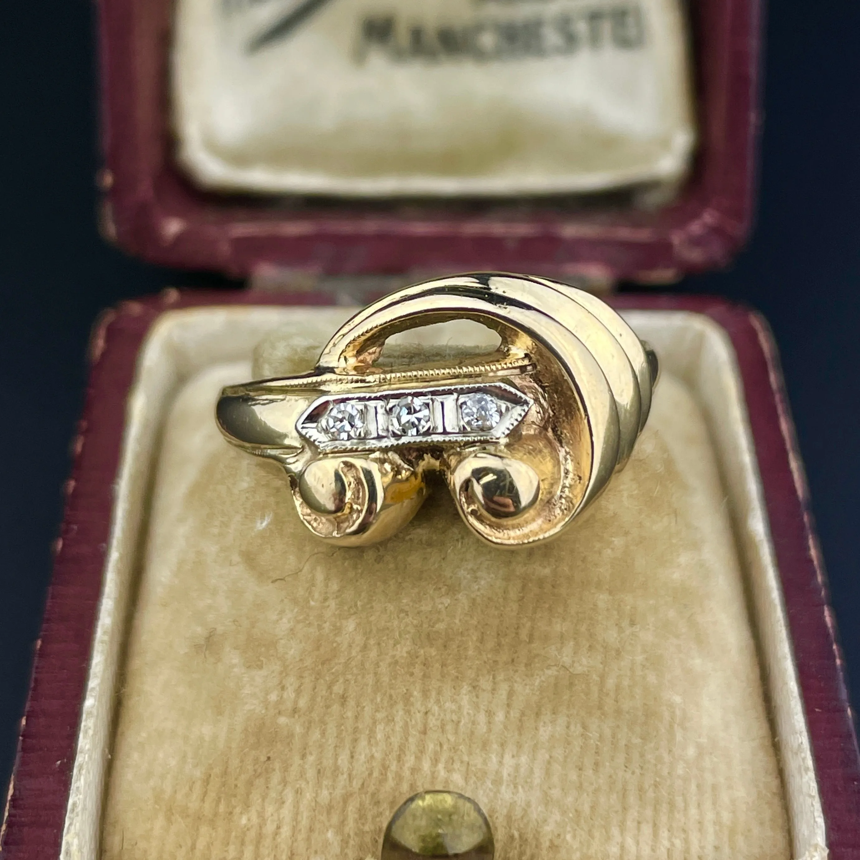 Vintage 14K Gold Three Stone Diamond Ring