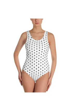 White Polka-dot One-Piece Swimsuit