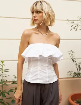 White Ruffled Corset Top