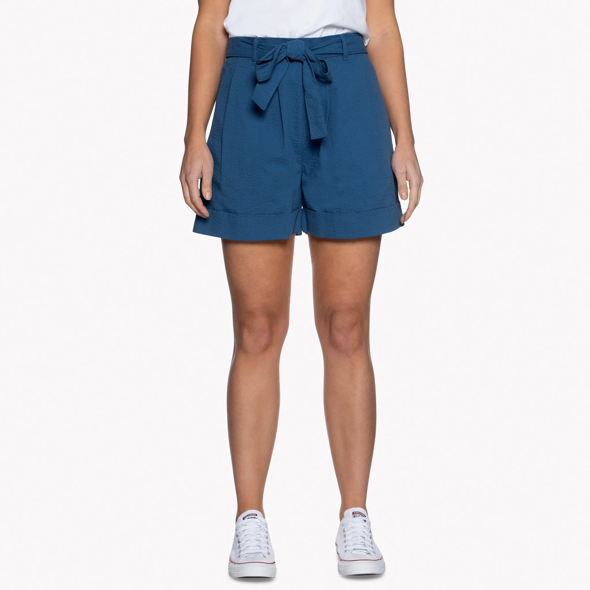 Wide Cuffed Short - Seersucker 40s - Blue