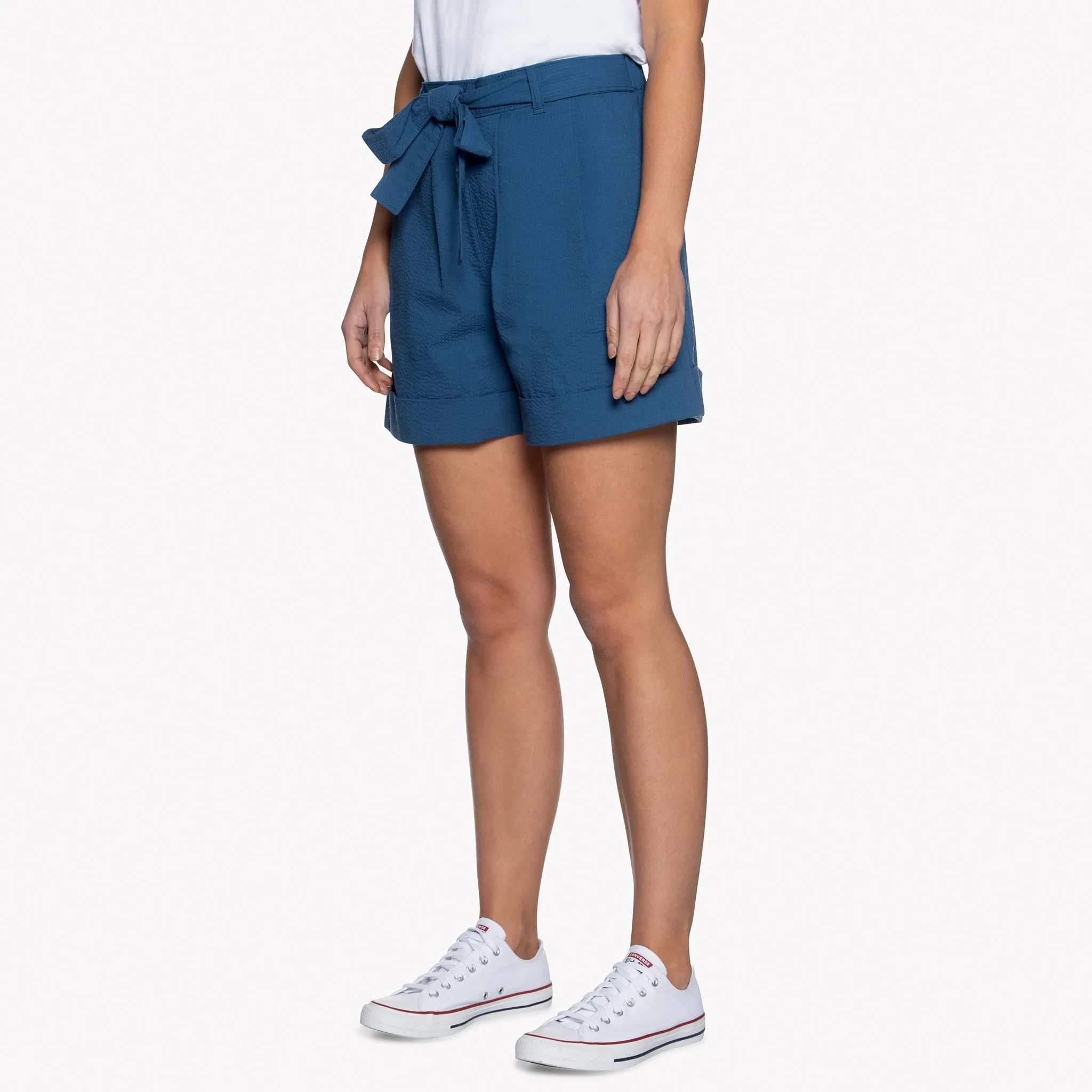 Wide Cuffed Short - Seersucker 40s - Blue