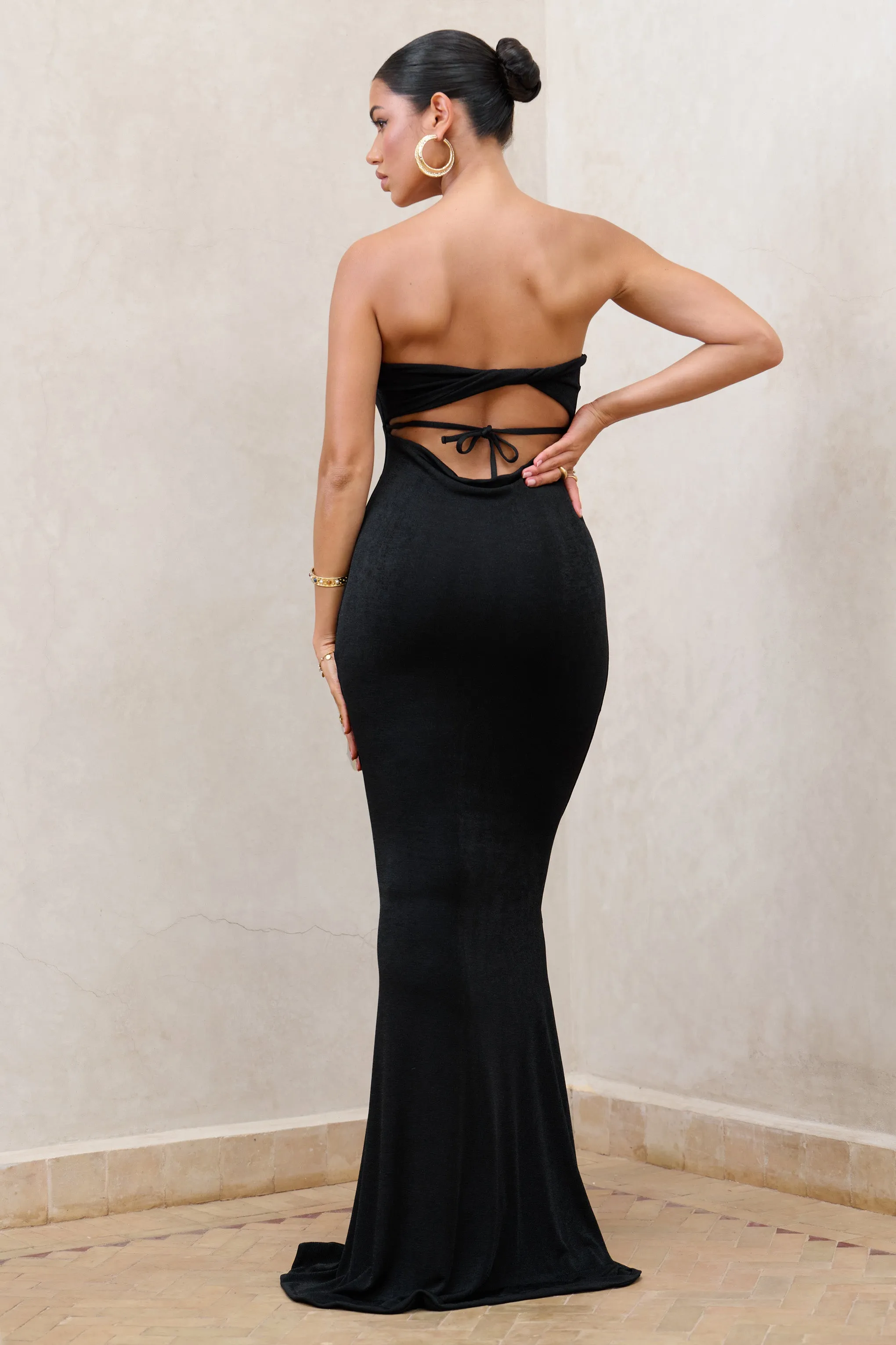 Wild Fantasy | Black Bandeau Sweetheart Maxi Dress