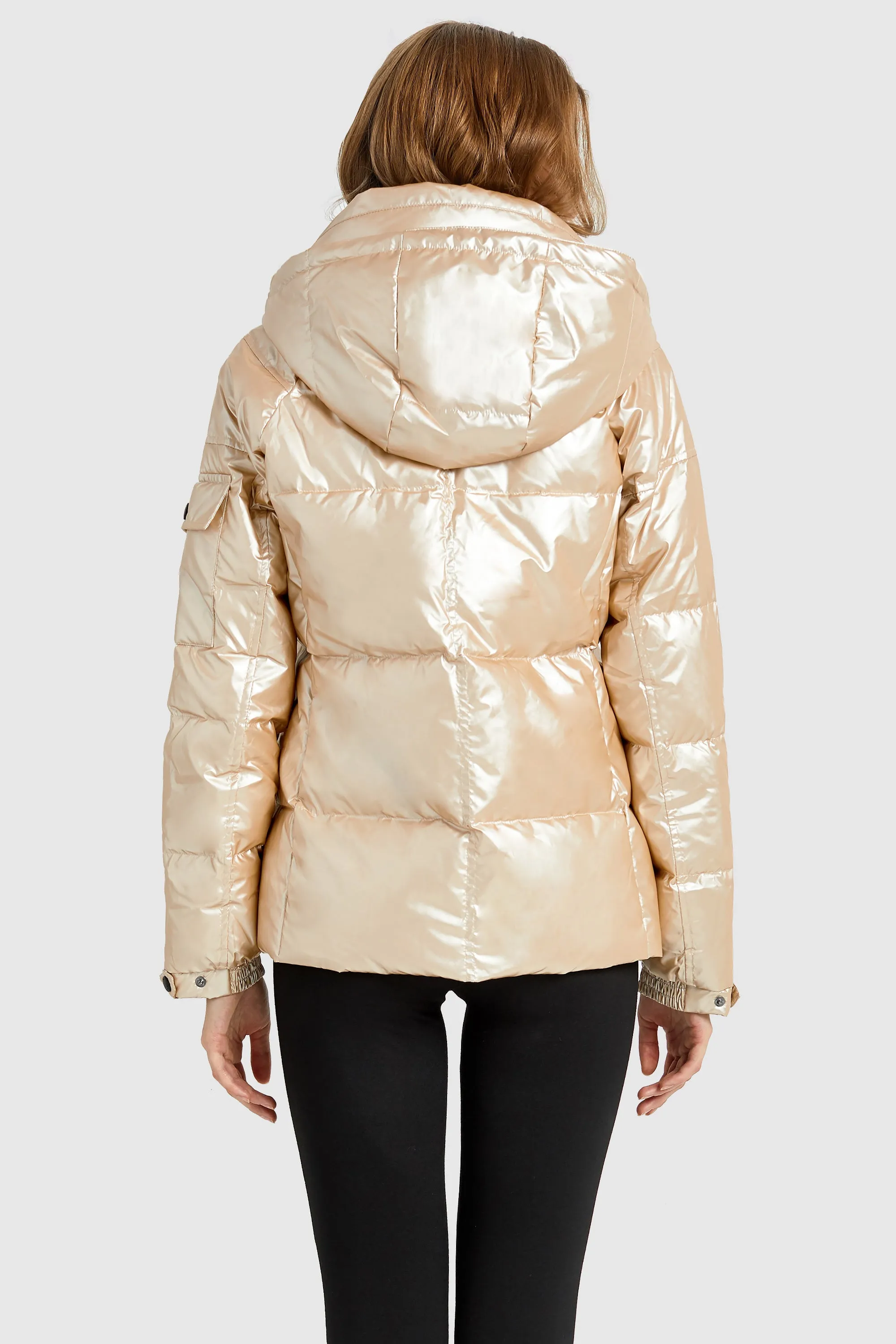 Winter Metallic Hooded Puffer Down Coat