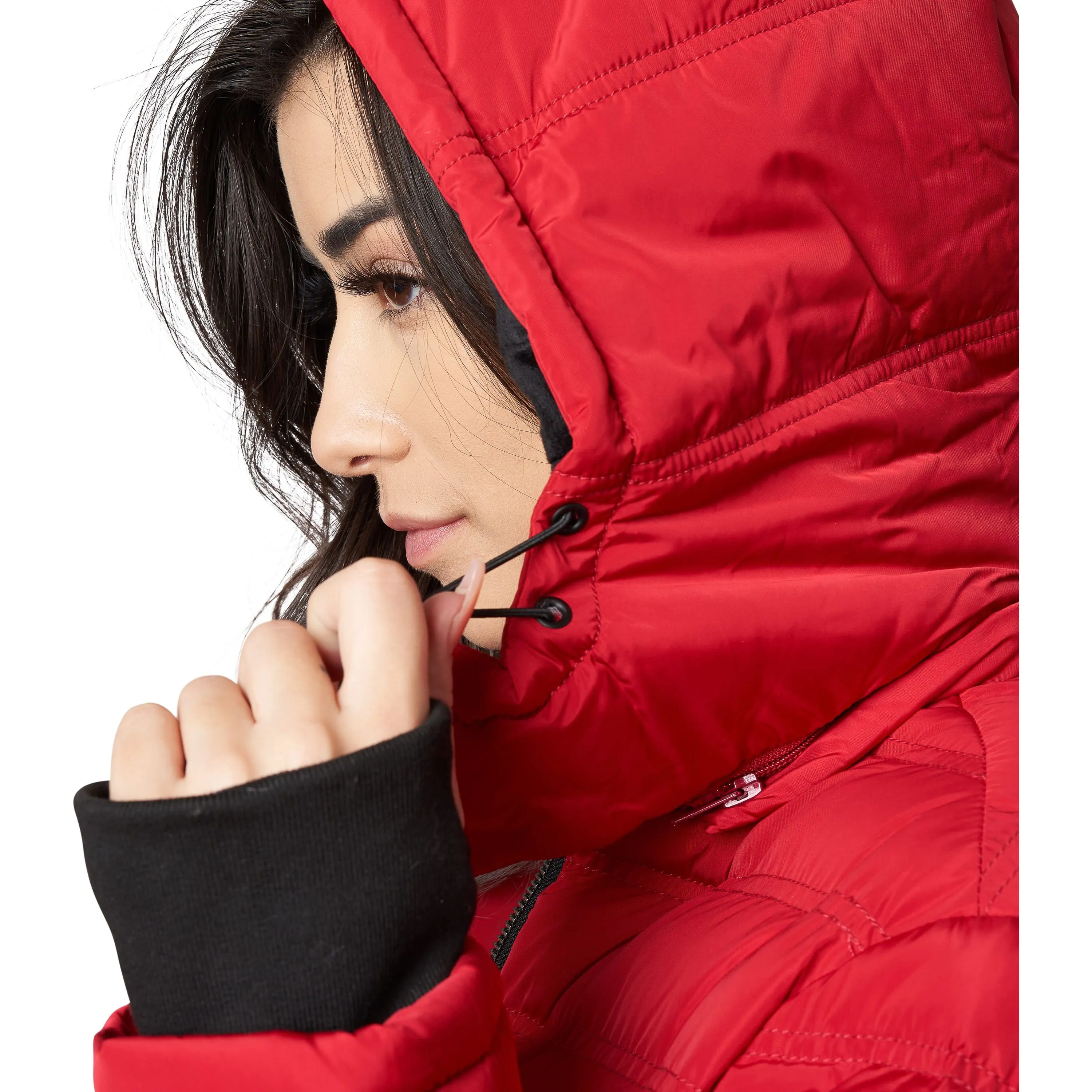 Women's Full Length Fleece Lined Puffer Long Coat with detachable hood.