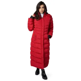 Women's Full Length Fleece Lined Puffer Long Coat with detachable hood.