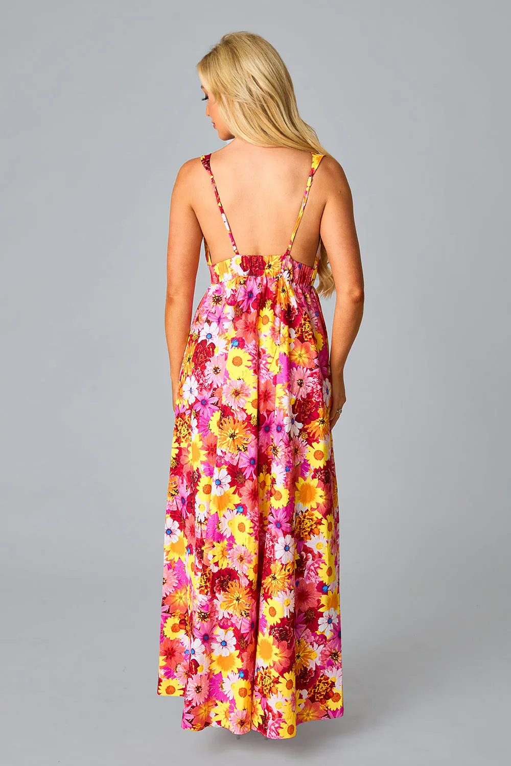 Zena Plunging Neck Maxi Dress - Sunshine