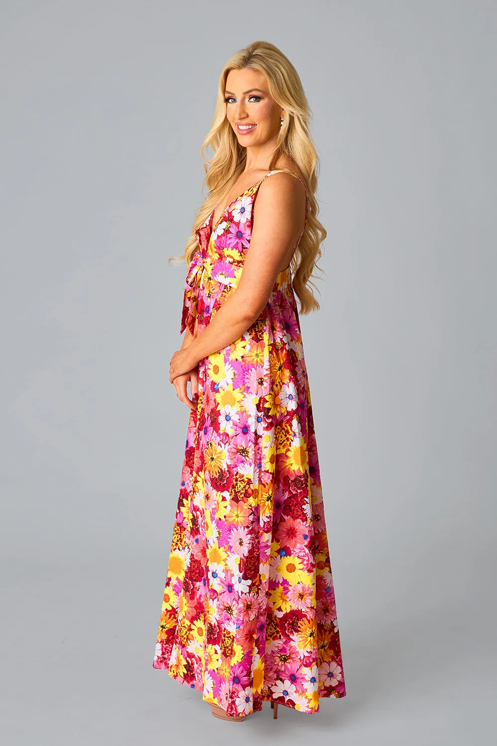 Zena Plunging Neck Maxi Dress - Sunshine